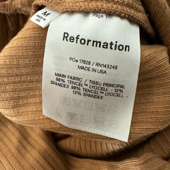 Reformation Women’s Kassie Butterscotch Ribbed Front Tie Pants Size Medium - Picture 9 of 9